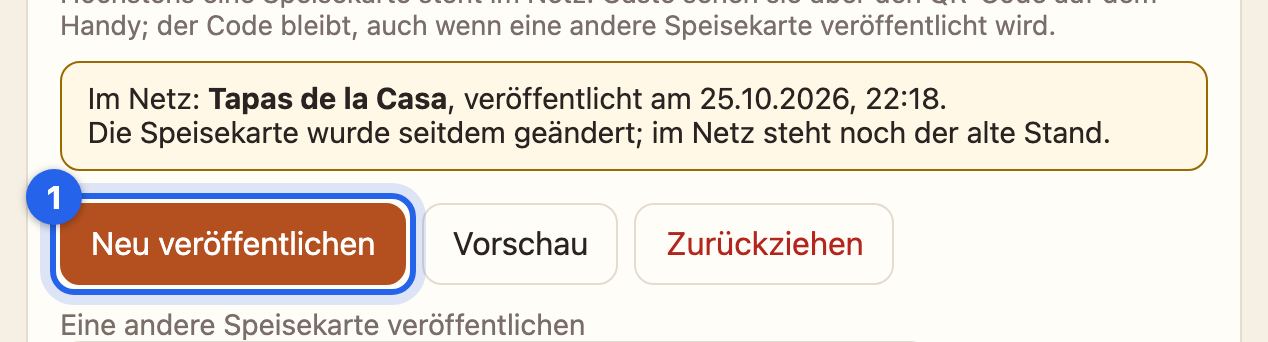 Im Netz steht noch der alte Stand, Neu veröffentlichen