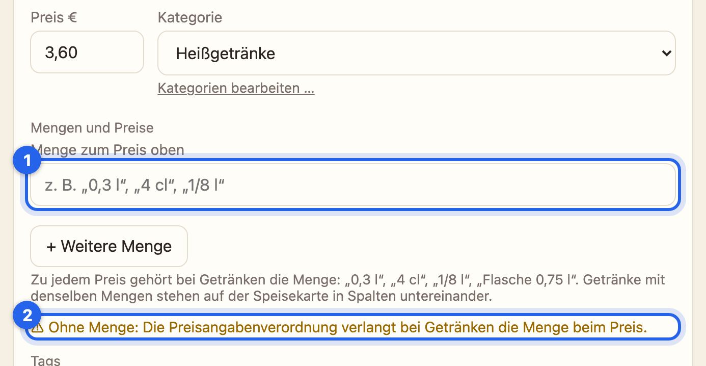 Die Warnung Ohne Menge beim Cappuccino