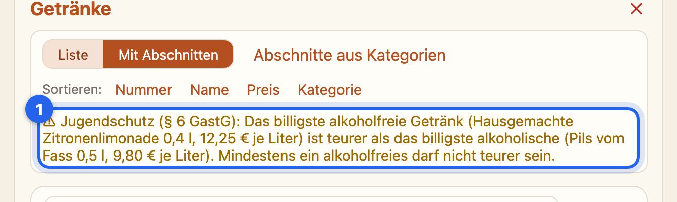 Der Hinweis zum Jugendschutz nach § 6 GastG